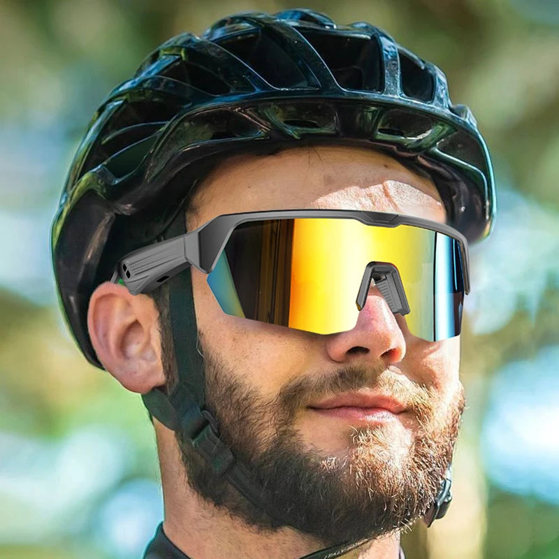 Unisex Smart Glasses Grey Lens Polarized Sunglasses Bluetooth Speaker UV Protection Voice Control Cycling Cycling