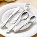 Cute Bear Stainless Steel Children's Cutlery Set Silver Knife Fork Spoon Cartoon Spoon Handle Silverware Cutlery Set