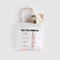 Ruthbag Chemistry Letter Pattern Large Handled Canvas Tote Bag All You Need Is Love Math Graphic Fashion Storage Funny Shopping