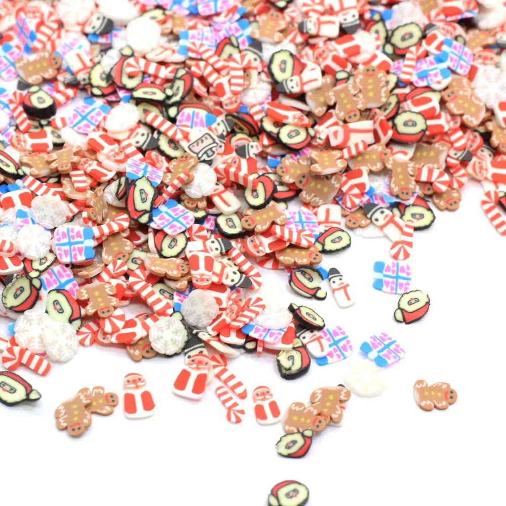 Lovely Santa  Snowflake Snowman Candy Cane Gingerbread Christmas Polymer Hot Clay Sprinkles for Crafts Making DIY Confetti