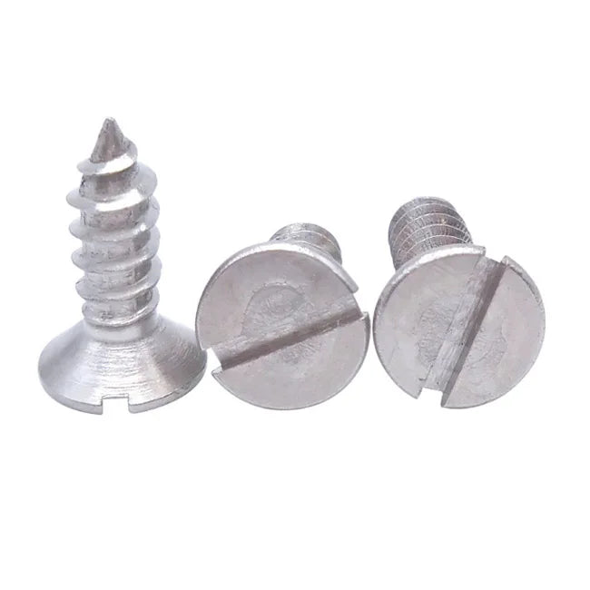 Stainless Steel 304 A2 Flat Countersunk Flat Head Slotted Tapping Screws for Wood GB100