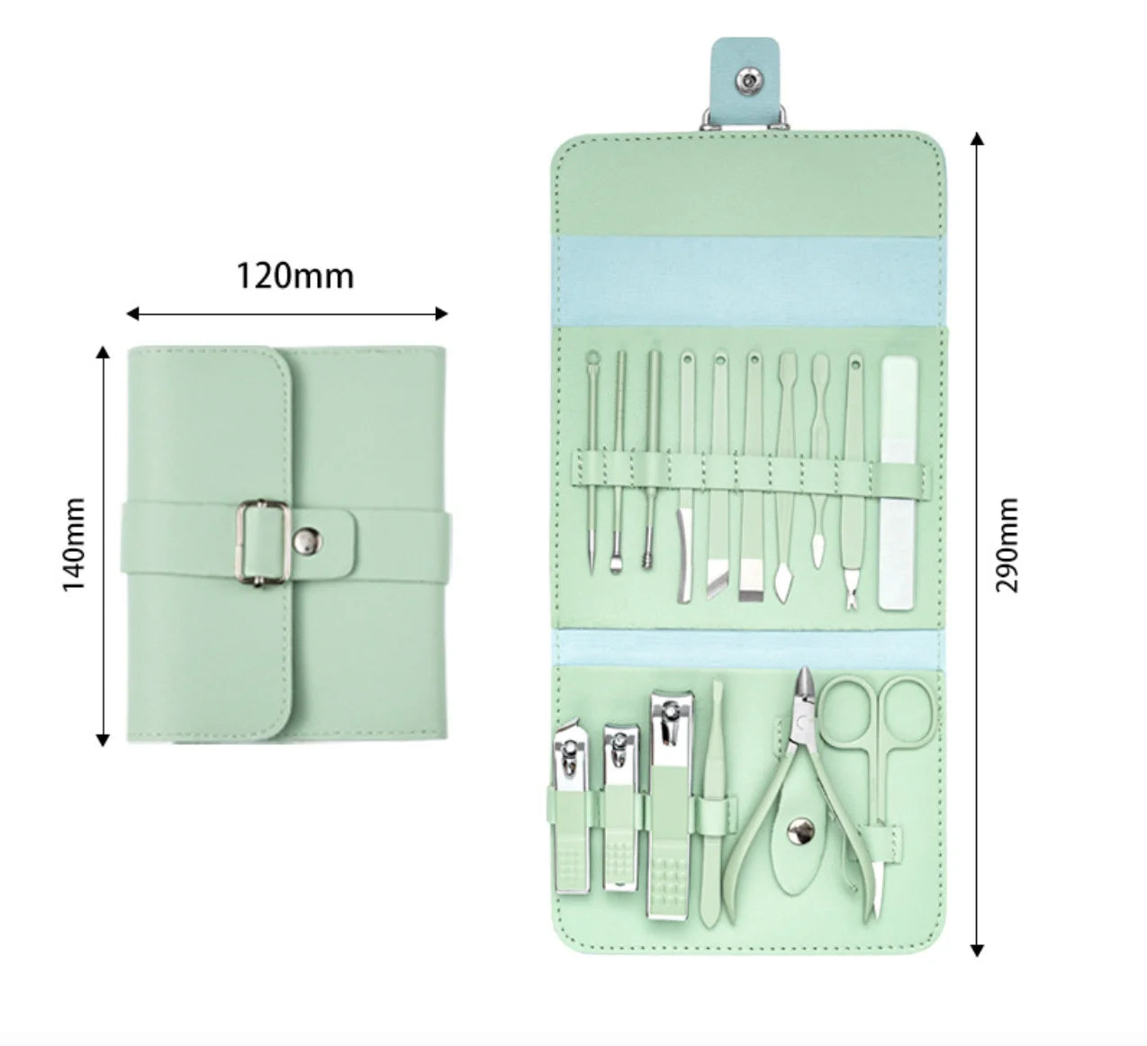 16 Pcs Colorful Stainless Steel Manicure Set Pedicure Set Easy to Carry Personal Nail Salons