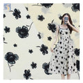 Valentine's Day Design New Arrival Sheer Organza Fabric with Black Flocked Floral Pattern Organza for Ladies