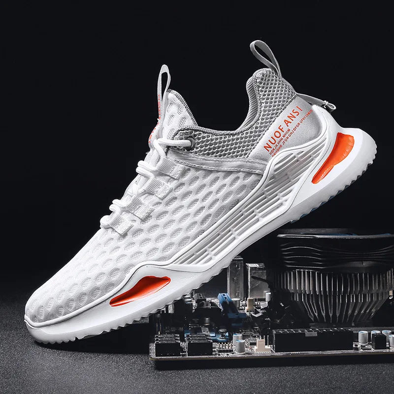White Summer Light Weight Men New Breathable Mesh Comfortable Sports Running Sneakers Trendy Casual Shoes