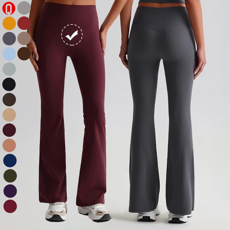 Custom Logo Breathable Tummy Control Wide Leg Yoga Pants Fitness Butt Lifting Workout Flared Leggings for Women