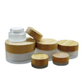 Glass Face Cream Jars 5ml-200ml with Bamboo Lids for Skin Care & Cosmetic Use