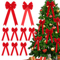 Large Red Christmas Wreath Bow Wrapping Crafts DIY Decor Boutique Hanging Xmas Tree Topper Velvet Bow for Indoor Outdoor Decor
