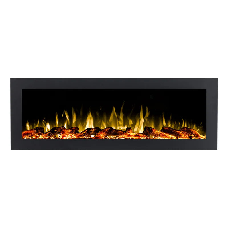Modern Electric Fireplace Heater Embedded Wall Wifi Remote Control in French & English Durable Metal for Indoor Household Use