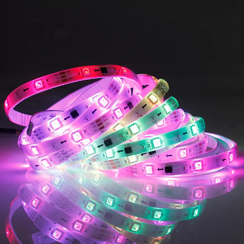 Ws2812b Sk6812 Ws2813 Smd 5050 5V Colorful 1M 5M Dmx Rohs Rgbw 3000K 4000K Led Strip Light PVC 90 Hotel Luces Led Cob 3 Luces