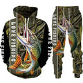 Novelty 3d Fish Printed Men Women Hoodie/pants/suit Harajuku Camo Fishing Hunting Camping Clothes Fashion Outdoor Sportswear Set