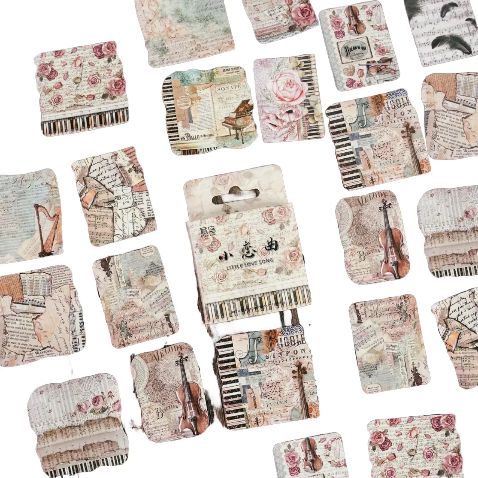 46 Pieces Box-Packed Stickers Little Love Song Ins Flower Hand Account DIY Material Decoration Self-Adhesive Sealing Paste