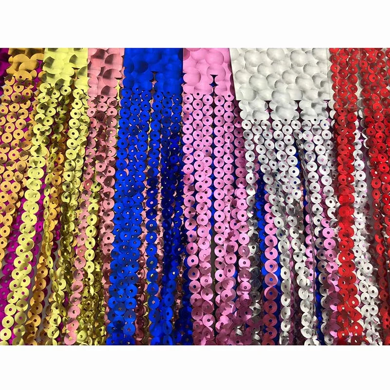 Wholesale 3-9mm Eco-friendly Quality 3D Sequins Factory Cheap Diy Costume Wedding Dress Embellished Round Beaded Cord Sequins