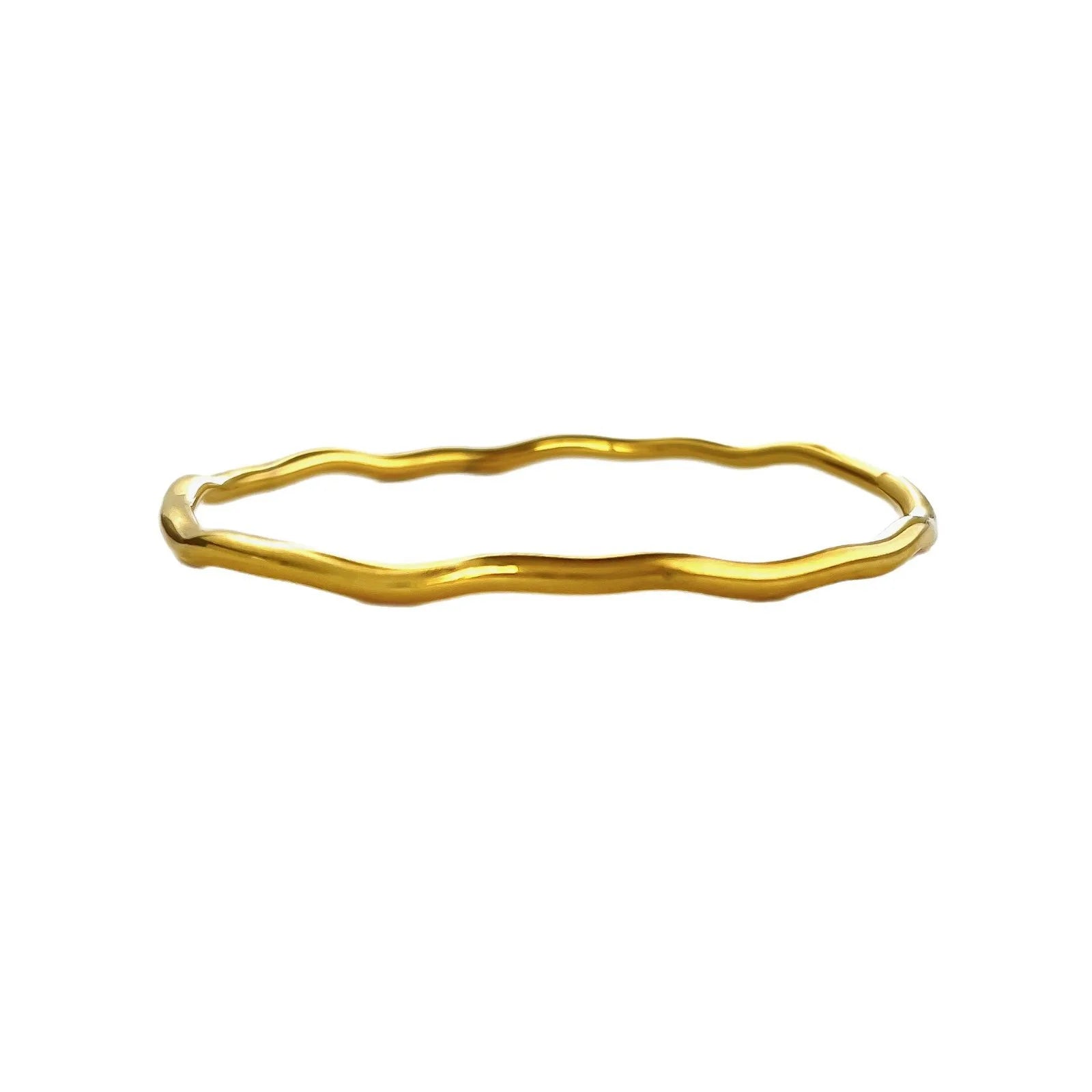 Wholesale 18K PVD Plated Waterproof Simple Irregular Bangle Cold Fashion Style Thin Wave Open Bracelet for Women Trendy Jewelry