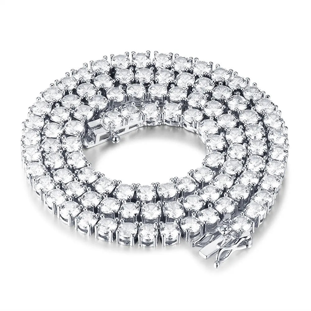 3MM 4MM 5MM Iced Out Diamond Necklace Hip Hop Micro Setting Bling CZ Tennis Chain