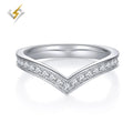 Luster Vintage Style 925 Silver V Shape Curved 1.5mm Moissanite Eternity Band for Matching Engagement Rings