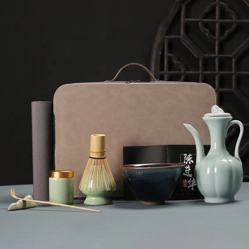 Custom Logo Household Matcha Tea Set Kit Gift Box Bamboo Matcha Whisk Holder Japanese Bowl Matcha Whisk
