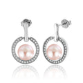 Fashion Jewelry Trendy 925 Sterling Silver Rhodium Plated Pearl Initial Hoop Earrings for Women Gift Party