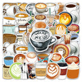 50 Pcs DIY Personalized Coffee Graffiti PVC Self Adhesive Stickers for Draw bar Box Guitar Cupboard Suitcase and Books