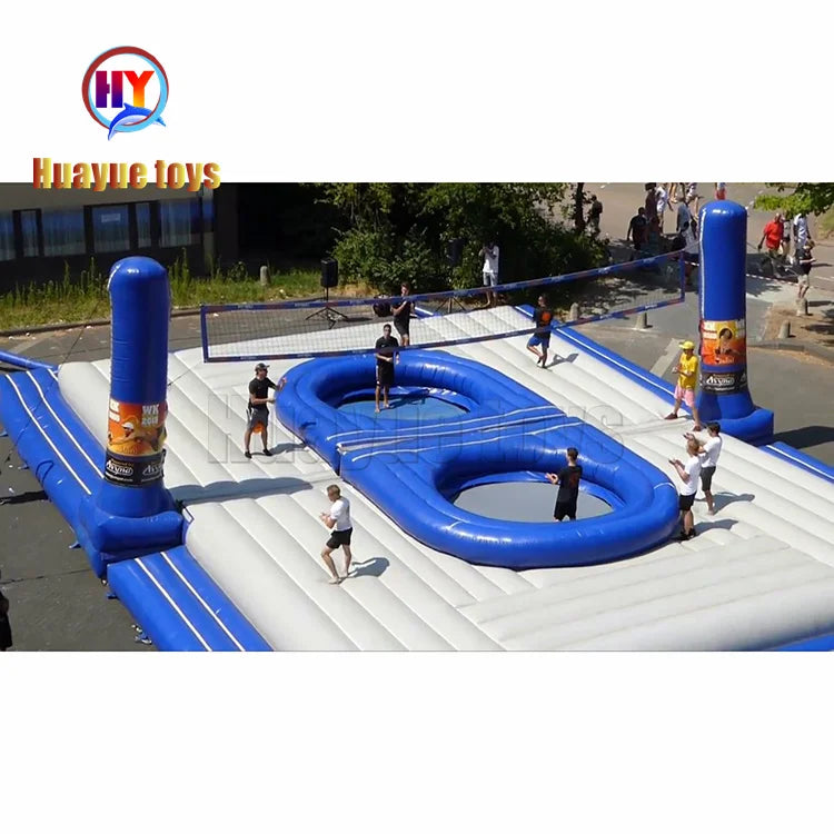 Outdoor Blue Floating Inflatable Volleyball Field Water Beach Volleyball Court Float Game for Sale