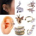 Helix Cartilage Conch Ear Cuff Wrap Adjustable Clip Rock Earring for Women Stylish Brass Jewelry No Piercing Required