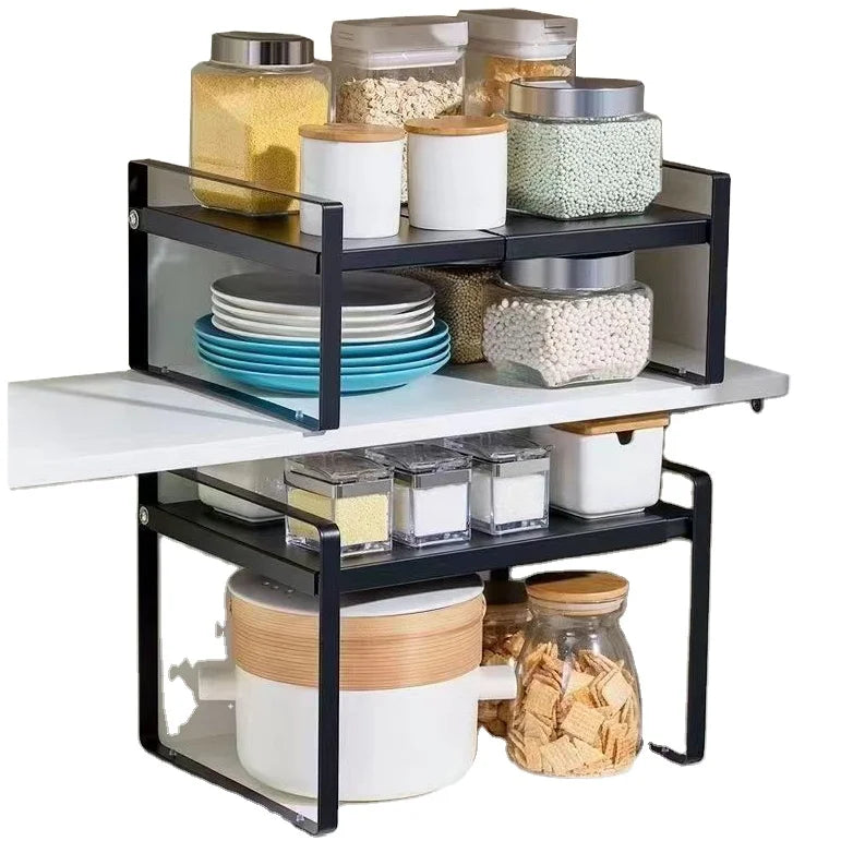 Rack Spices Kitchen Set Organizer Storage Metal 2 Layer Stainless Steel Jar Spice Rack