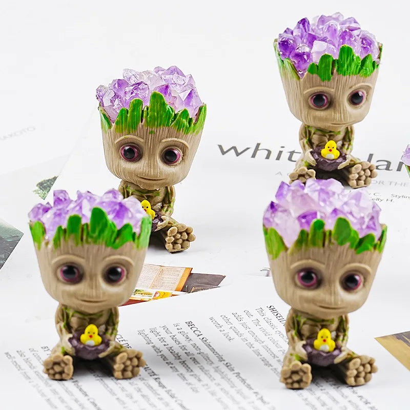 Natural Amethyst Small Statue Feng Shui Style Crystal Jewelry Hand-carved and Polished Model Craftsmanship