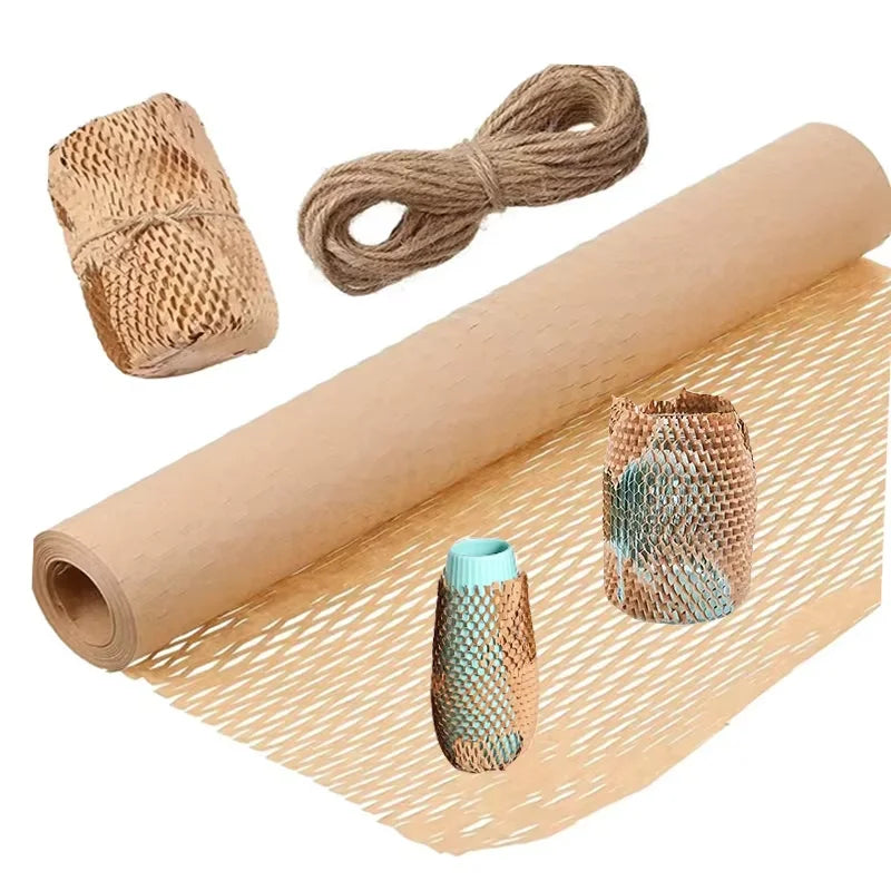 38cm Width Brown Honeycomb Kraft Paper Cushion Packaging Roll 100% Recyclable & ROHS Certified for Moving Art Craft Supplies