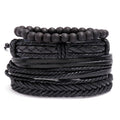 Manufacturer Wholesale Handmade Woven Vintage Unisex Wrap Bracelets DIY 4Pcs/Set Combination Multilayer Leather Gift