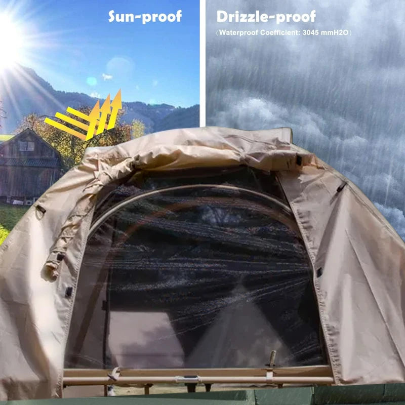 Outdoor Off-ground Tent Single Folding Aluminum Poles Double Layer Weatherproof Tent Can Be Matched with a Marching Cot