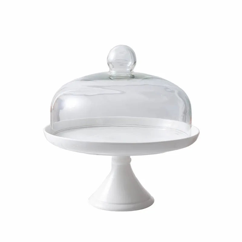 Nordic Restaurant Porcelain Ceramic Wedding Cake Stand Glass Lid for Cupcake Display Kitchen Utensils Wedding Cake Stand Tool