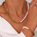 Dreamshow Asymmetrical Freshwater Pearl Necklace With Coarse Twist String Women Gold Plated Custom Necklace