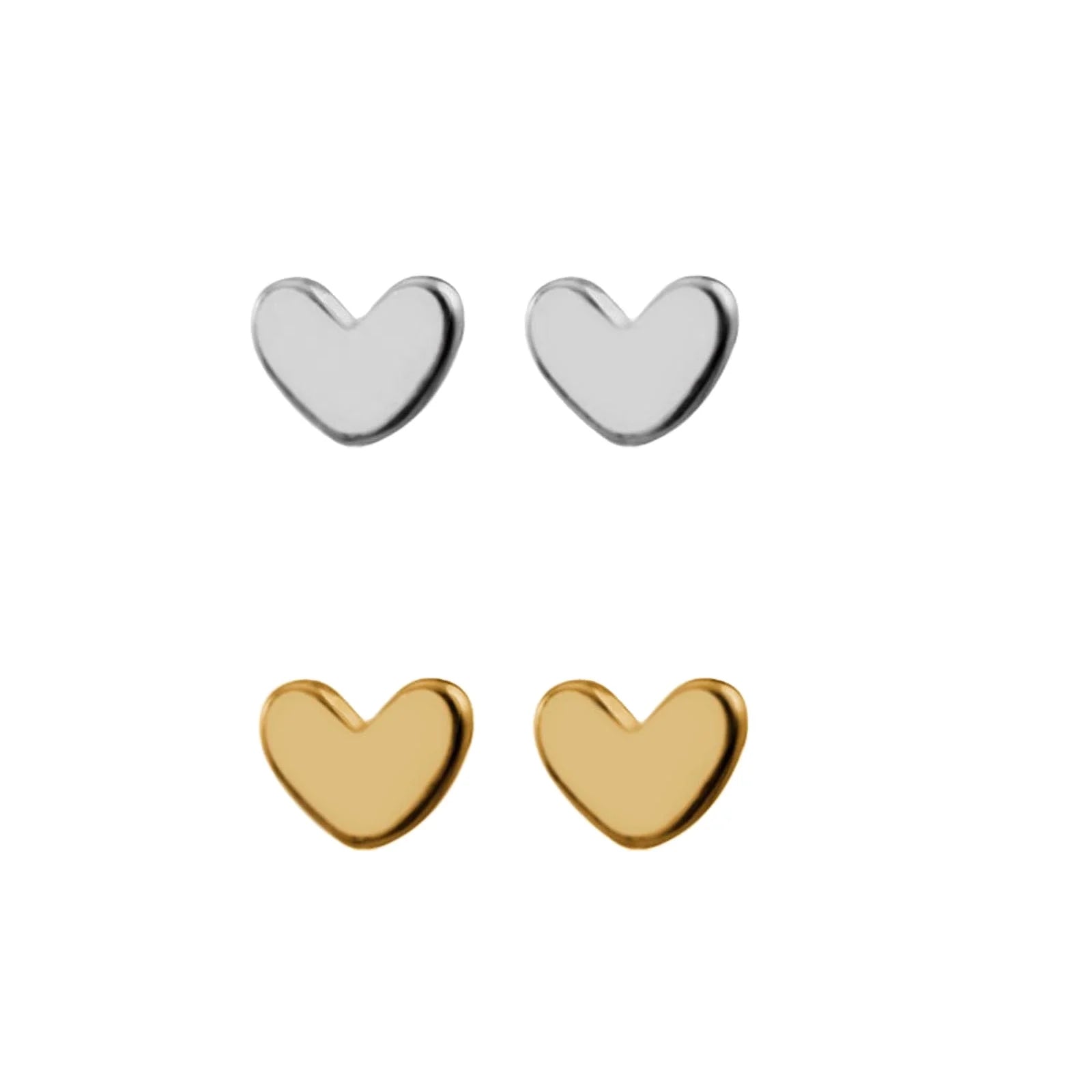 FUAMAY 18K Gold & Rhodium Plated Heart Stud Earrings Small & Pure Silver 925 Silver Jewelry Mini Heart Shaped Earrings