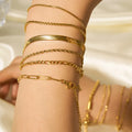 Custom Women's Stainless Steel Herringbone Rope Curb Link Bracelet Gold Plated with Elegant Armband Design-for Gifts Weddings