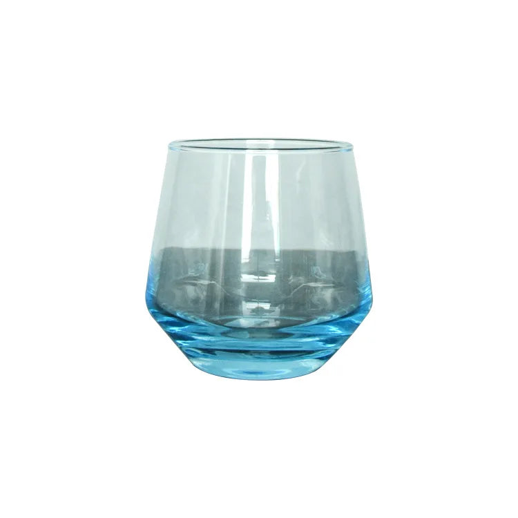 Manufacturers Wholesale Blue Glass Cup High-quality Hotel Tooth Mug Short Oval 380ml Microwave Dishwasher Safe Unisex