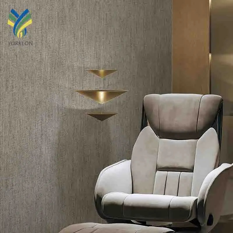 YD-05 Luxury Modern Home & Hotel Wall Decor Grey Polyester Textiles Fabric Waterproof Wallpaper Free Sample