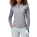 OEM Light Grey Nylon Spandex Pullover for Women Quarter Zip Raglan Long Sleeves Sweatshirt with Casual Style for Winter Season