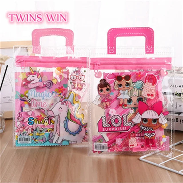 Creative Design Cute Cartoon Mini Stationery Set Stationery Sets for Kids with Handle