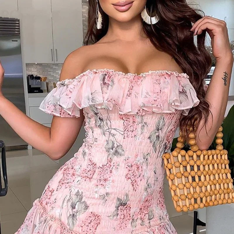 OEM LOGO ODM Bar Party Sexcy Dress Birthday New Tube Top Backless Pleated Print Woman Dresses Casual Sexy Elegant Dress