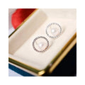 Fine Jewelry 6-6.5mm round Pearl Stud Earrings 925 Silver with Zircon Luxurious 6-6.5mm 925 Silver Jewelry Zircon Earrings