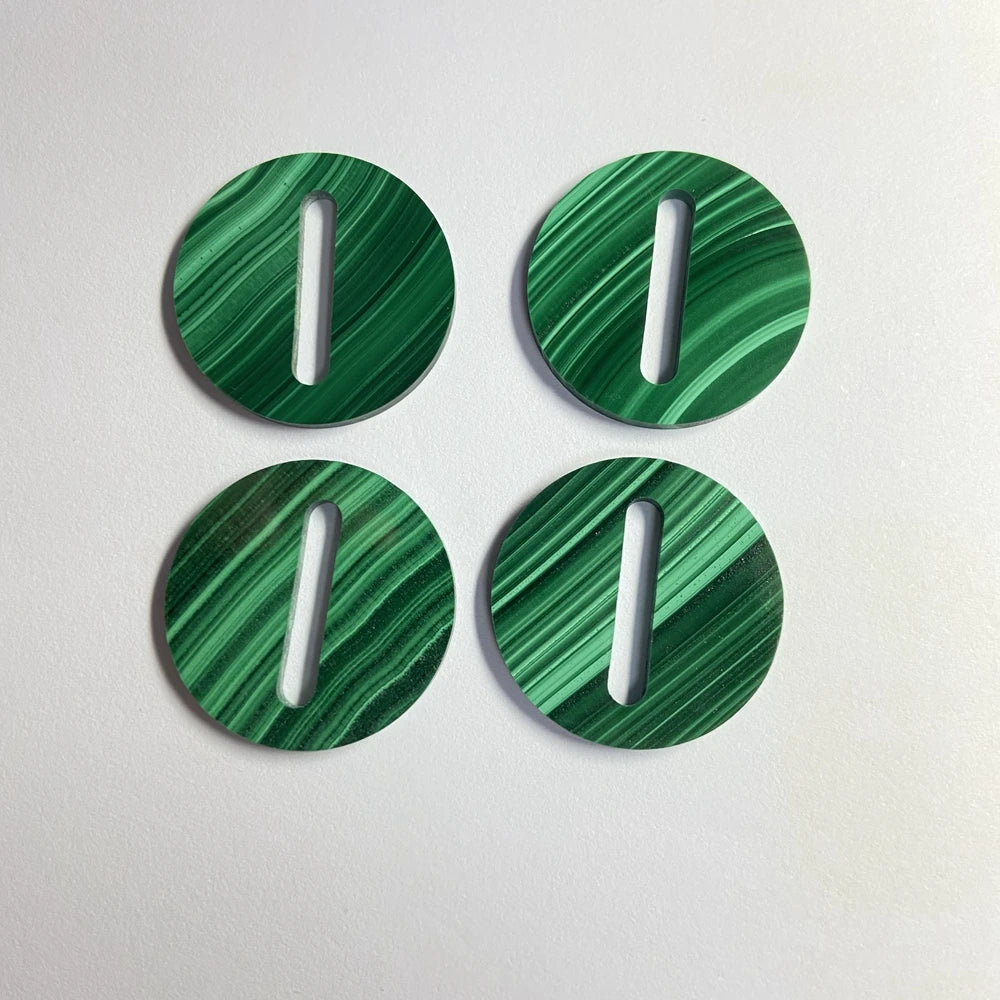 2020 New Design Round Coins with Hole Shape Natural Green Malachite Gemstone Loose Malachite Price for Sale