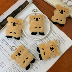 7CM Plush Koala Kangaroo Keychain Toy Stuffed Animal Koala Doll Keychain Toys Imitation Rabbit Fur Fluffy Bag Pendant Girl Gifts