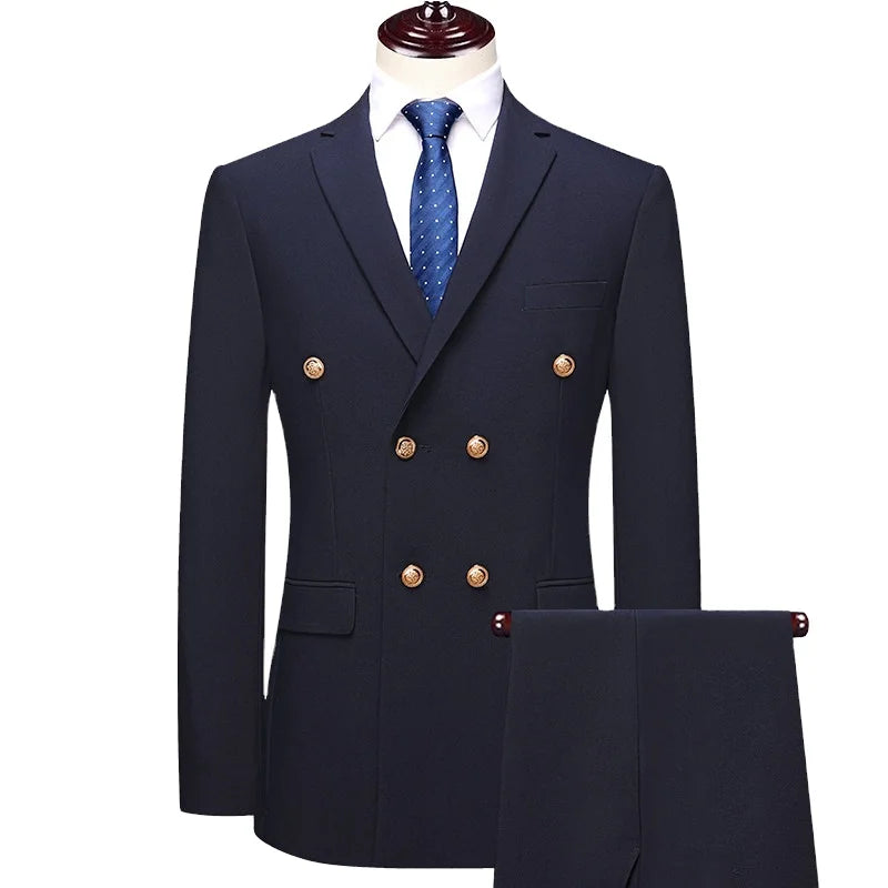 2023 Waterproof Worsted ODM Business Men's Formal Wear 2-piece Slim Suit Wedding Dress Double Breasted Tuxedo Meetings Suits