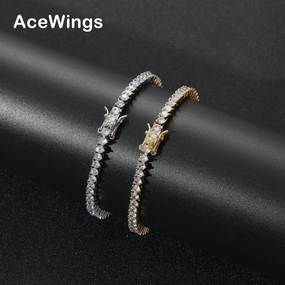BB213  3mm 7" 8" Tennis Chain Bracelet Hip Hop Jewelry Gold Silver Material CZ Bracelet Iced Out