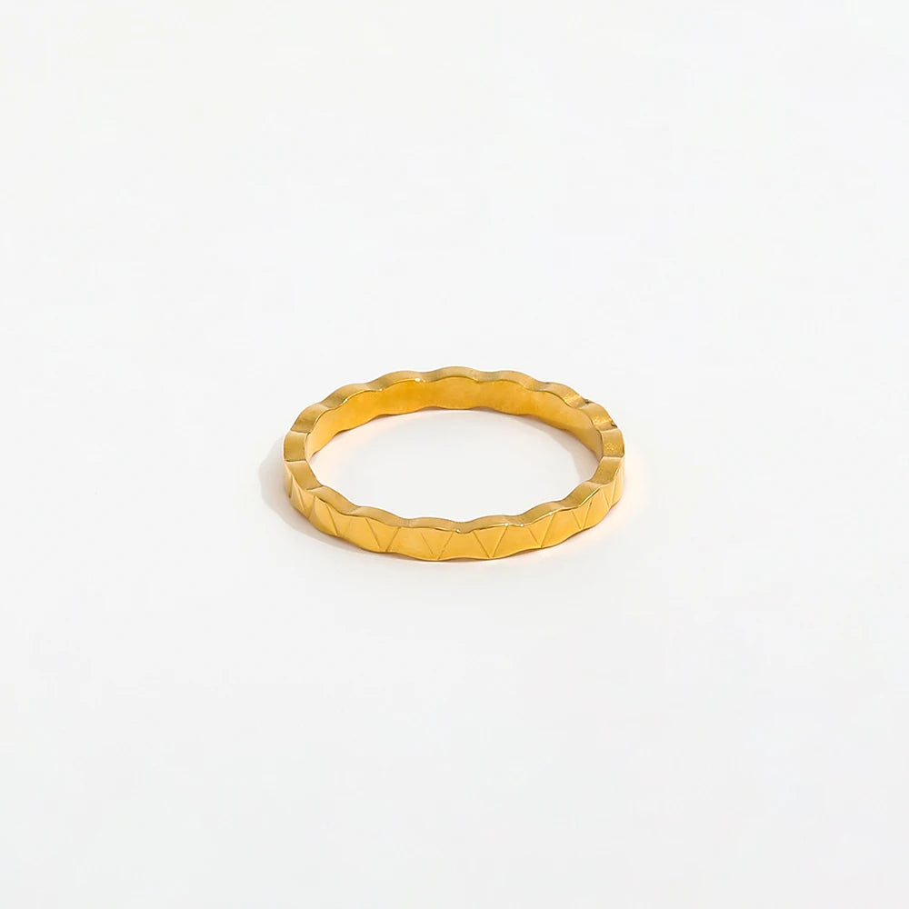 Joolim Jewelry 18K Gold Plated Stainless Steel Narrow Triangle Fresh-cut Dainty Rings for Women