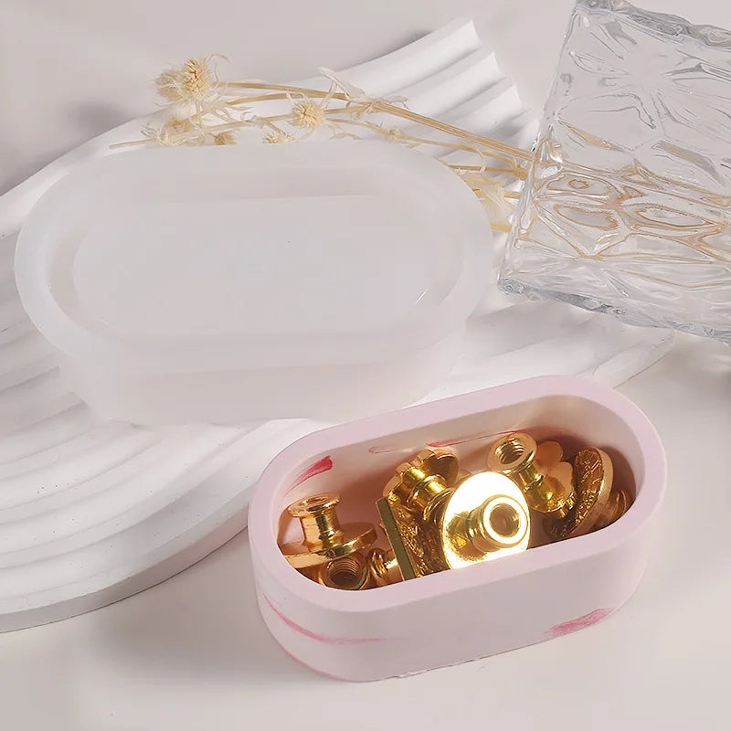 Crystal Glue Rectangular Flower Pot Mold Oval Small Rectangular Storage Box Succulent Flower Pot Gypsum Silicone Mold