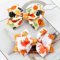 3 Inch Turkey Printed Ribbon Glitter Hair Bows for Girls With Clips Fall Thanksgiving Day Hair Accessories