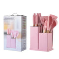 Newest 19-Piece Kitchen Utensil Set Silica Gel with Wooden Handle Cuttings Board Storage Bucket Silicone Kitchen Gadget