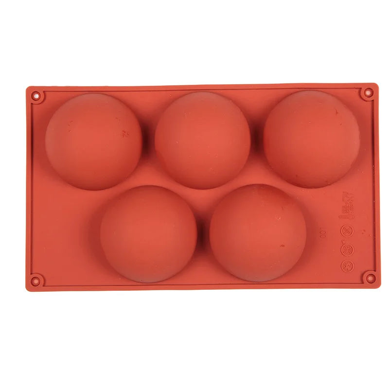 Non Stick Food Grade Wholesale 5 Cavities Did8cm Cake Muffin Baking Mold Large Half Round Sphere Silicone Cake Mold MegaBDM
