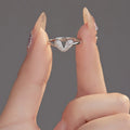 Full Cubic Zirconia 925 Sterling Silver Heart Shape Jewelry Adjustable Rings for Women Gift