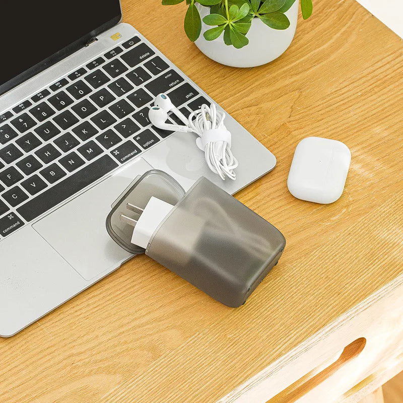 Desktop Data Cable Storage Box Dustproof With Cover Mobile Phone Charger Box Transparent Cable Wire Container Box in Office Home